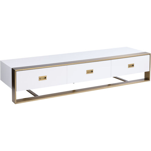 Brielle 80 inch High Gloss White / Gold Media Console & Cabinet